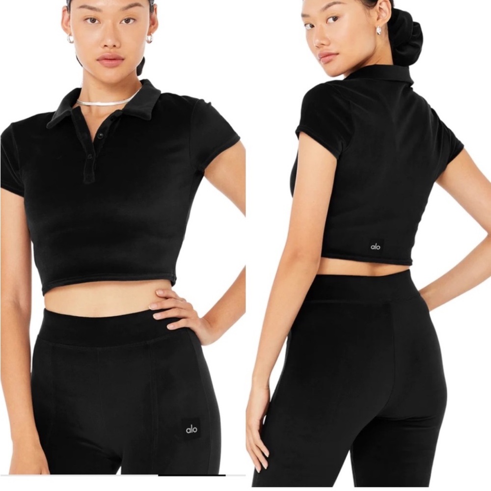 ALO Yoga Black Polo Crop Top VELOUR
CHOICE POLO